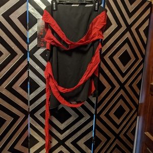 Heavy Red Gothic Couture Rapturous Red Sash Skirt